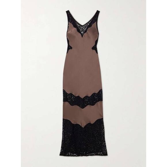 JONATHAN SIMKHAI Lacey Slip Dress in Mocha Multi 0 - Picture 5 of 5